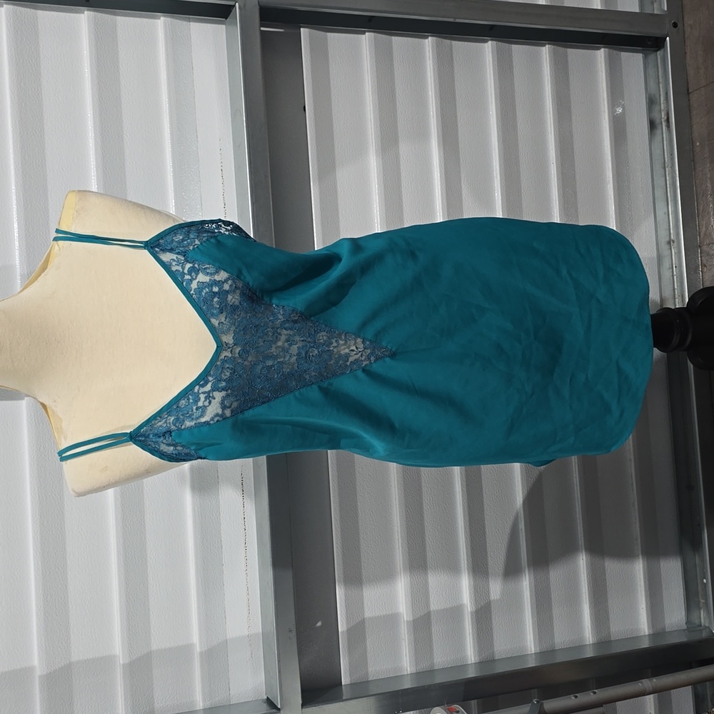 Rare‎ Gold Label Victoria’s Secret Vintage Slip Dress Chemise Teal Turquoise